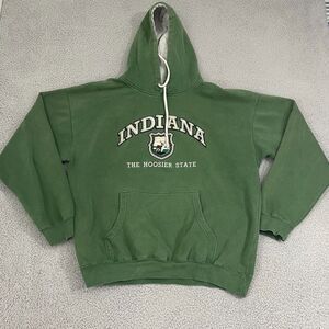 American Crown Indiana Hoodie Men XL Green The Hoosier State Embroidere Pullover